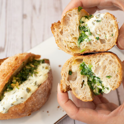 bread-secret-cream-cheese-coriander-mini-baguette-break-in-half